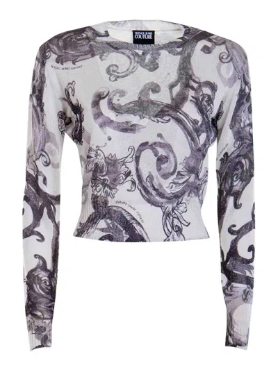 Versace Jeans Couture Crew Neck Sweater In Grey