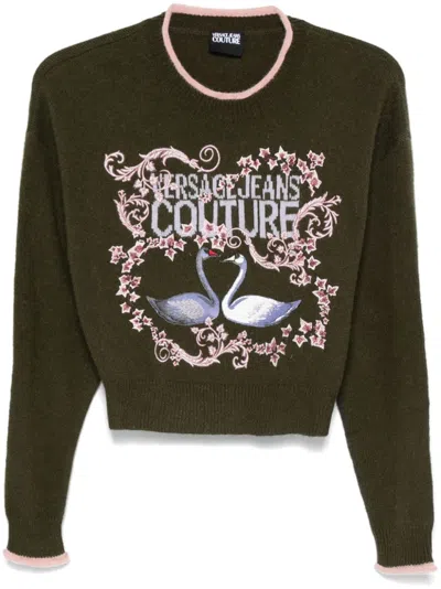 Shop Versace Jeans Couture Swan Lake Sweater In Grün
