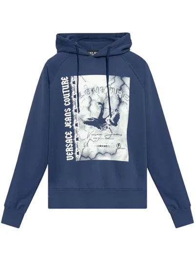 Versace Jeans Couture Swan Logo Hoodie In Navy