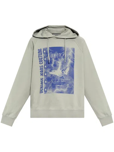 Versace Jeans Couture Swan Logo Hoodie In Grey
