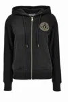 Versace Jeans Couture Logo-embroidered Zip-up Cotton Hoodie In Black