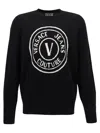 Versace Jeans Couture Logo-print Crew-neck Sweatshirt In Black