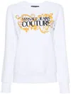 Versace Jeans Couture Logo-print Cotton Sweatshirt In Bianco E Oro