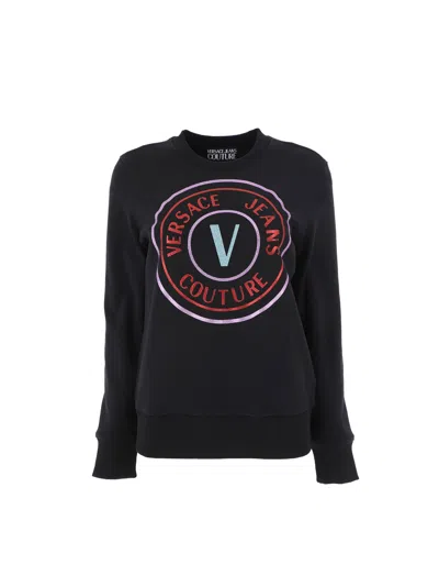 Versace Jeans Couture Woman Sweatshirt Black Size Xs Cotton, Elastane