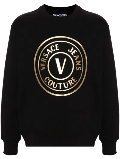 Versace Jeans Couture "v-emblem" Sweatshirt In G89 Black/gold