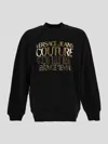Versace Jeans Couture Metallic Logo-print Cotton Sweatshirt In Blackgold