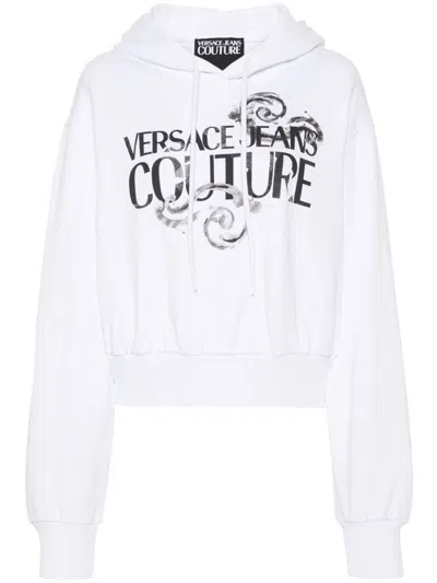 Versace Jeans Couture Watercolour Couture-logo Hoodie In White