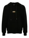 Versace Jeans Couture Cotton Hooded Sweatshirt With Logo Plaque In Black