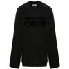 Versace Jeans Couture Flocked-logo Sweatshirt In Black