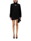 Versace Jeans Couture Sweatshirt Dress With Logo In Black
