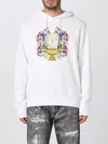 Versace Jeans Couture Drawstring Hooded Sweatshirt With Floral Logo Print In White