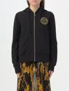 Versace Jeans Couture Cotton Zip-up Sweatshirt With Iconic Logo And Cozy Fit In Black