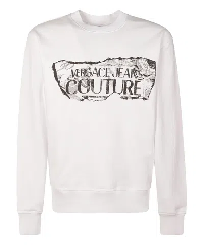 Versace Jeans Couture Couture Logo Ribbed Sweatshirt In White
