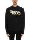 Versace Jeans Couture Sweatshirt With Baroque Outline Logo In Black