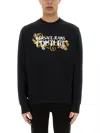Versace Jeans Couture Sweatshirt With Baroque Outline Logo In Black