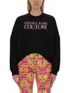 Versace Jeans Couture Cropped Fit Sweatshirt With Bold Logo Detail In Black