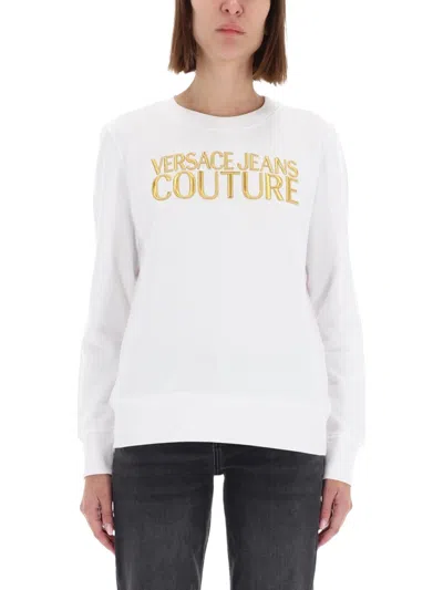 Versace Jeans Couture Logo-embroidered Sweatshirt In White