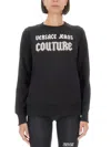 Versace Jeans Couture Bead-embellished Cotton Sweatshirt In Black