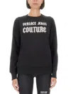 Versace Jeans Couture Bead-embellished Cotton Sweatshirt In Black