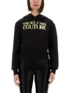 Versace Jeans Couture Cropped Sweatshirt With Logo In Black