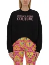 Versace Jeans Couture Cropped Fit Sweatshirt With Bold Logo Detail In Black