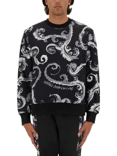 Versace Jeans Couture Chromo Couture Cotton Sweatshirt In Black