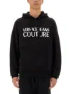 Versace Jeans Couture Black Regular Fit Sweatshirt With Bold Logo Print In Black