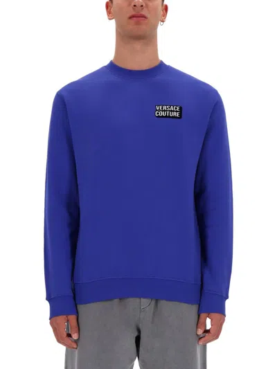 Versace Jeans Couture Sweatshirt With Logo In Blue