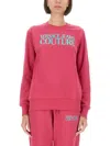 Versace Jeans Couture Logo-embroidered Cotton Sweatshirt In Fuchsia