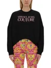 Versace Jeans Couture Cropped Fit Sweatshirt With Bold Logo Detail In Nero
