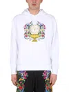 Versace Jeans Couture Men's Sweatshirt With Logo Print In Bianco