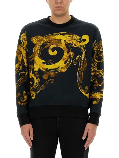 Versace Jeans Couture Sweatshirt With Logo Print In Black