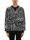 Shop Versace Jeans Couture Sweatshirt With Logomania Print In Black