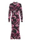Versace Jeans Couture Swirl-print High-neck Midi Dress In Multi