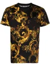 Versace Jeans Couture Baroque-print Cotton T-shirt In Black Gold