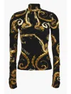 Versace Jeans Couture Women's Black Turtleneck With Gold Print In Black