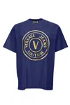 Versace Jeans Couture Logo-print Cotton T-shirt In Blue