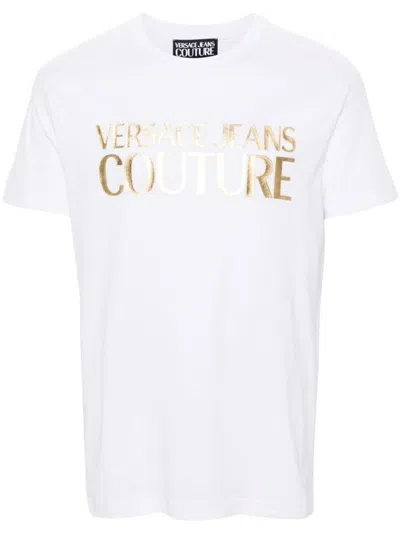 Versace Jeans Couture Logo-print Cotton T-shirt In Bianco