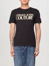 Versace Jeans Couture Cotton T-shirt With Metallic Gold Logo In Schwarz
