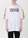 Versace Jeans Couture Oversized T-shirt With Bold Logo And Intricate Patterned Sleeves In White