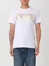 Versace Jeans Couture White Cotton T-shirt With Gold Lettering In Weiss