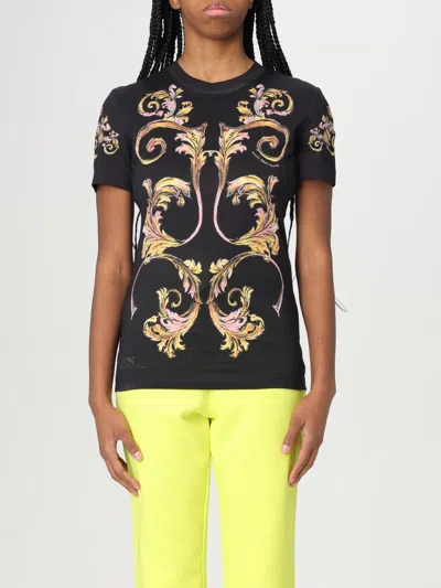 VERSACE JEANS COUTURE T-SHIRT VERSACE JEANS COUTURE WOMAN COLOR BLACK,G60047002