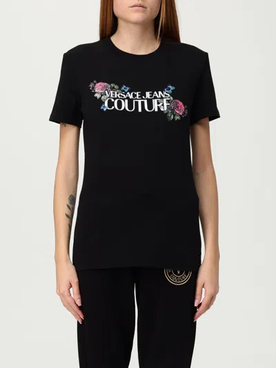 VERSACE JEANS COUTURE T-SHIRT VERSACE JEANS COUTURE WOMAN COLOR BLACK,H36464002