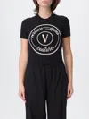 Versace Jeans Couture Fitted Short Sleeve Crew Neck Top In Black