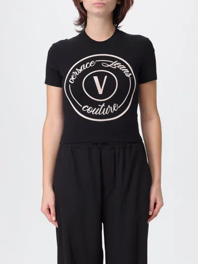 VERSACE JEANS COUTURE T-SHIRT VERSACE JEANS COUTURE WOMAN COLOR BLACK,H36470002