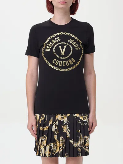 VERSACE JEANS COUTURE T-SHIRT VERSACE JEANS COUTURE WOMAN COLOR BLACK,F76524002
