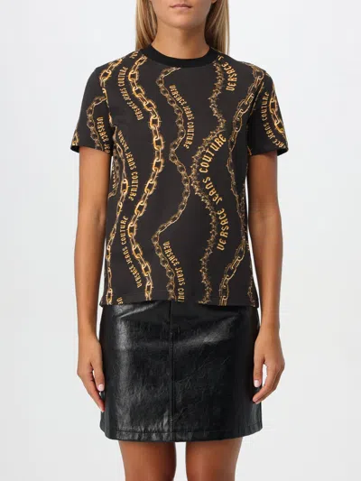 Versace Jeans Couture Black & Gold Chain Couture T-shirt In Multi