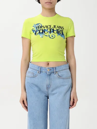 VERSACE JEANS COUTURE T-SHIRT VERSACE JEANS COUTURE WOMAN COLOR GREEN,G77362012