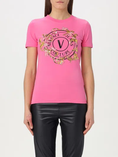 VERSACE JEANS COUTURE T-SHIRT VERSACE JEANS COUTURE WOMAN COLOR PINK,G59730010