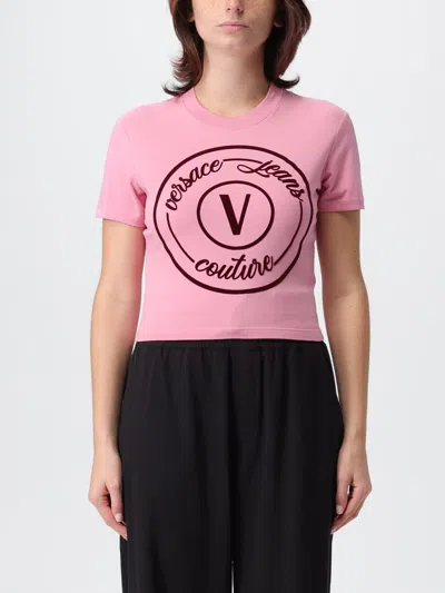 VERSACE JEANS COUTURE T-SHIRT VERSACE JEANS COUTURE WOMAN COLOR PINK,H36470010